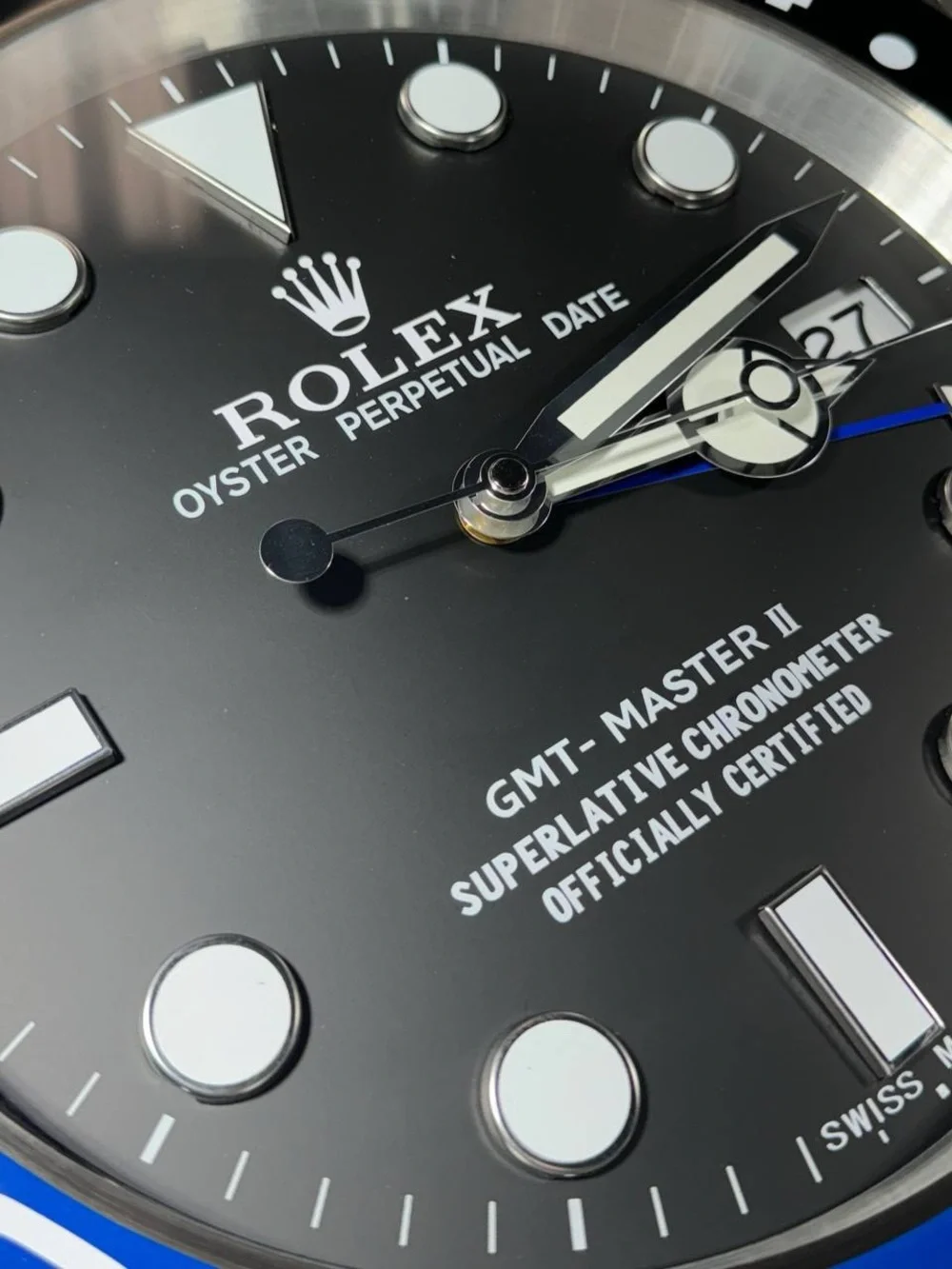 GMT-MASTER II Batman Batgirl Wall Clock | Black & Blue Bezel Insert | Black Dial